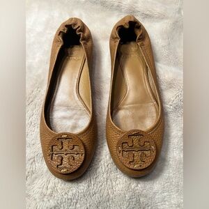 Tory Burch Leather Logo Ballet Flats Shoes Size 7.5